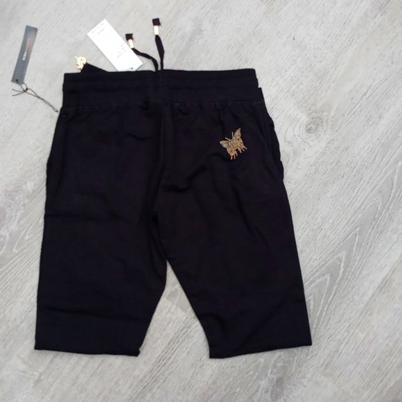 BCBG MAXAZRIA, Rhinestone Butterfly Hoodie & Pant Set  Black - Picture 6 of 11